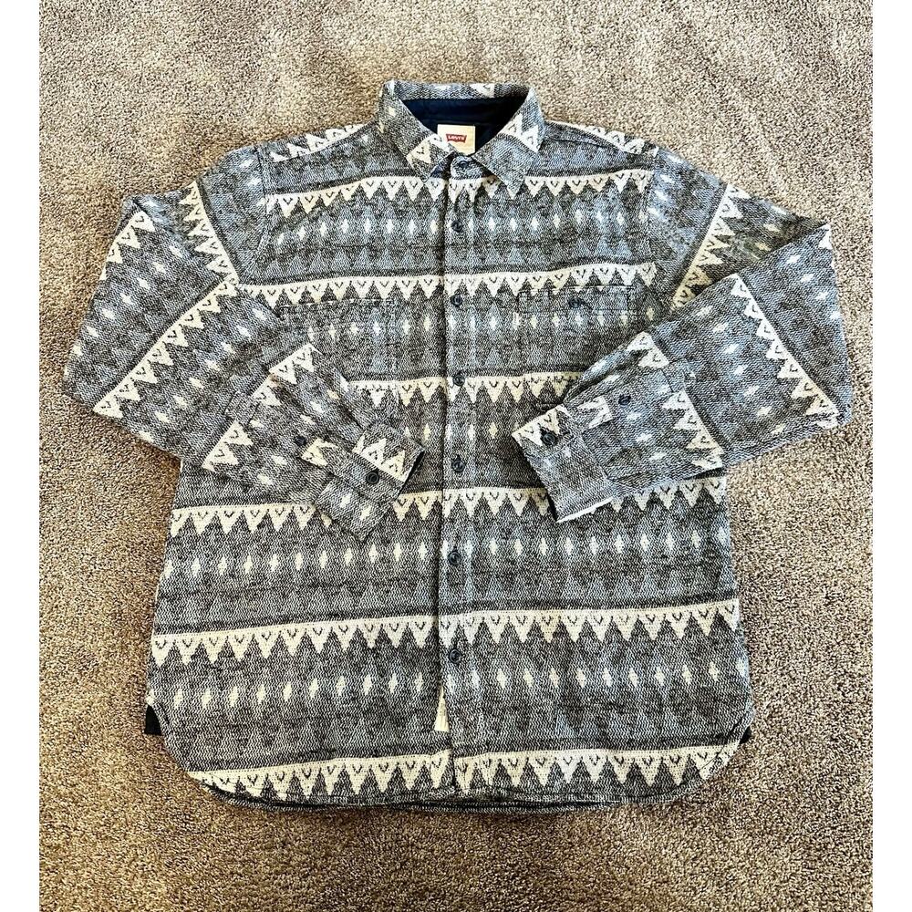 Levi’s Shirt Men’s Large L Aztec Navajo Woven Southwestern Wool Blend Cowboy